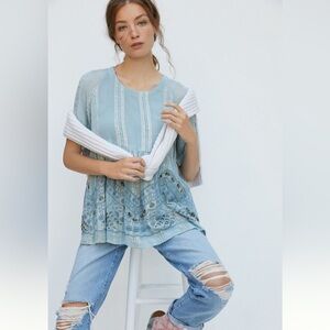 Anthropologie Blue Patterned Blouse